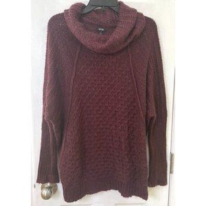 Apt 9 women's sweater size L oversize burgundy red sparkly threads throughout